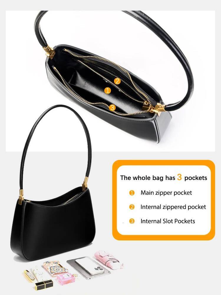 Zency French High-End Leather Underarm Bag Retro Shoulder Handbag For Women Trendy 202509055