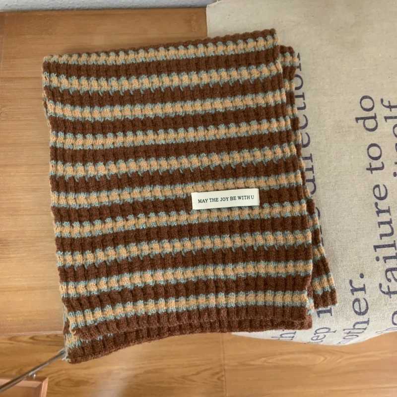 Winter Women Warm Stripe Scarf Knit Thick Warm Winter Color Stripe Scarves Winter Casual Warmer Women Scarves For WomenXJ250905