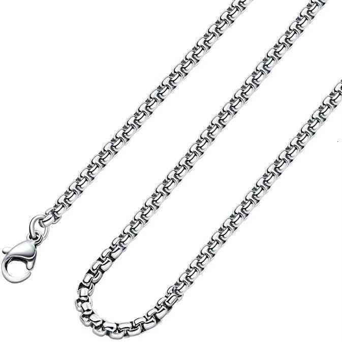 Hot selling Mens Silver Box Chain Necklace in 3mm Men Stainless Steel Necklaces Welded for Customs Jewelry
