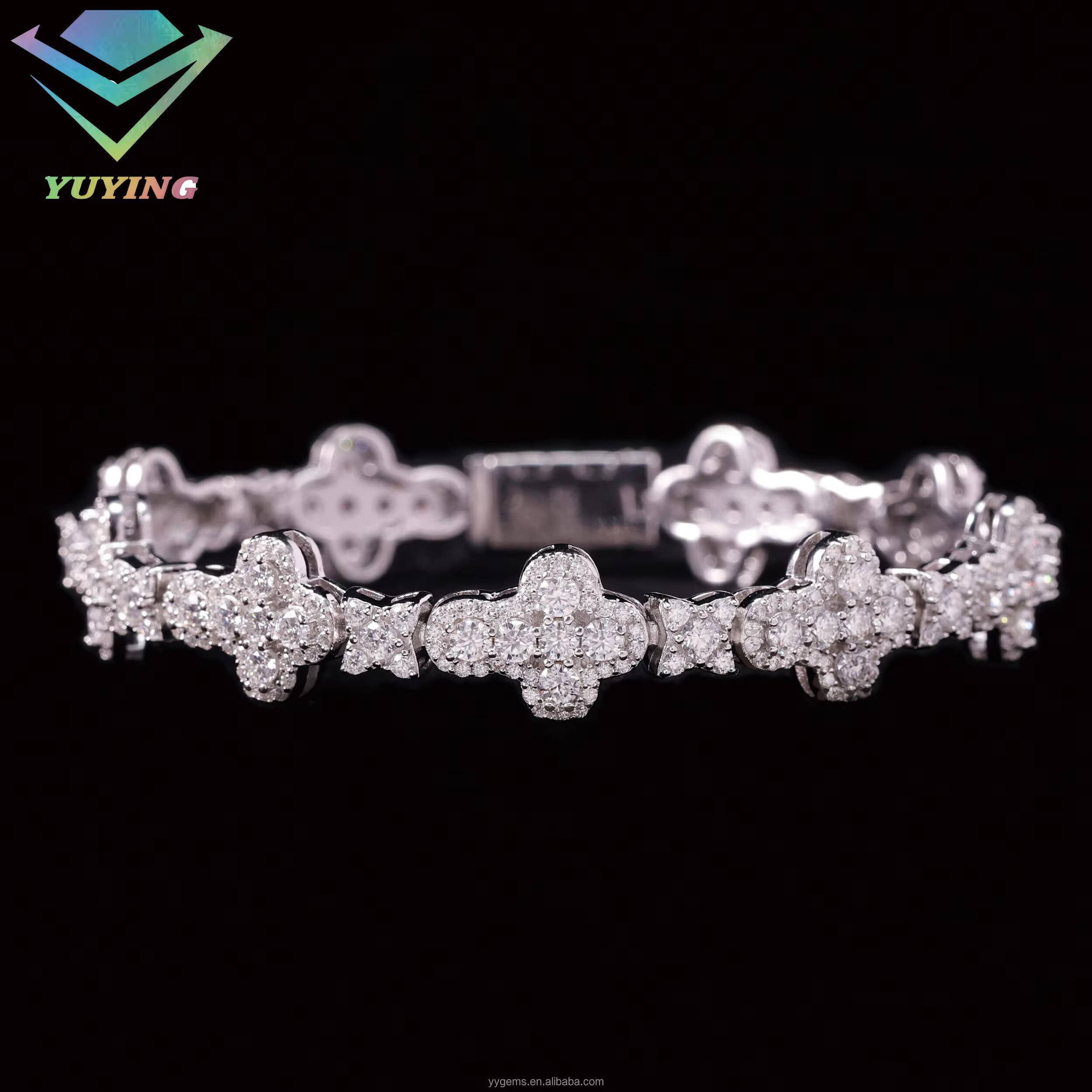 New Design Mossanite Cross Bracelet 15mm Solid S925 Silver Men Women Bracelet VVS Diamond Cuban Bracelet Hip Hop Jewelry