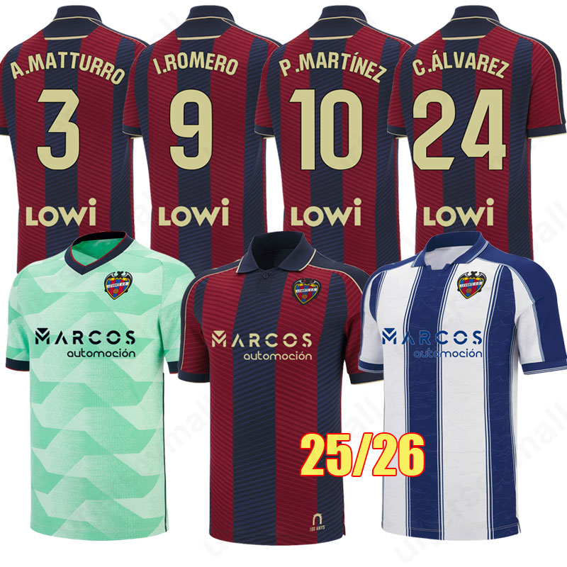 2025 2026 Levante UD Soccer Jersey home A MATTURRO I ROMERO Levante Football Shirt P MARTINEZ IKER 25 26 Levante Jerseys O REY camiseta de futbol MANU SCHEZ Men kit
