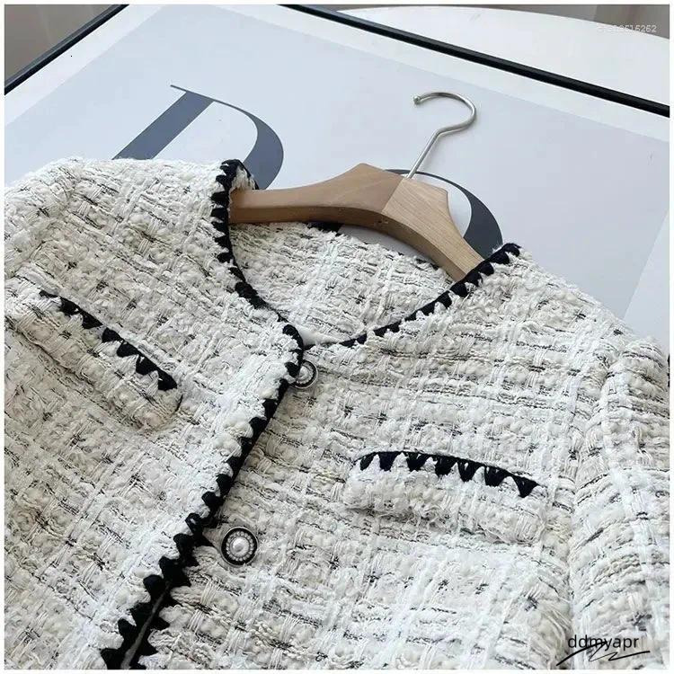Women's Jackets Spring Autumn Jacket Design Fashion Sweet Tweed Blazers Women French Elegant Office Lady Woolen ddmyday Short Suit Coats