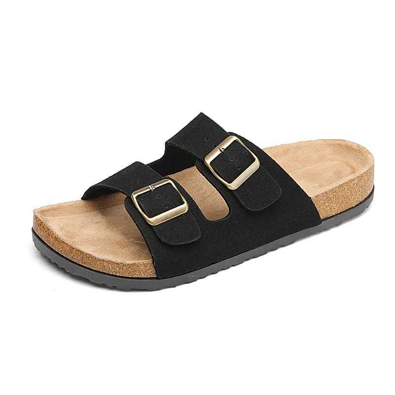Mens Slippers Arch Support Slipon Suede Shoe Crestar Cork Footbed Arizona Sandals for Women Solid Color Double Button Slippers W250905