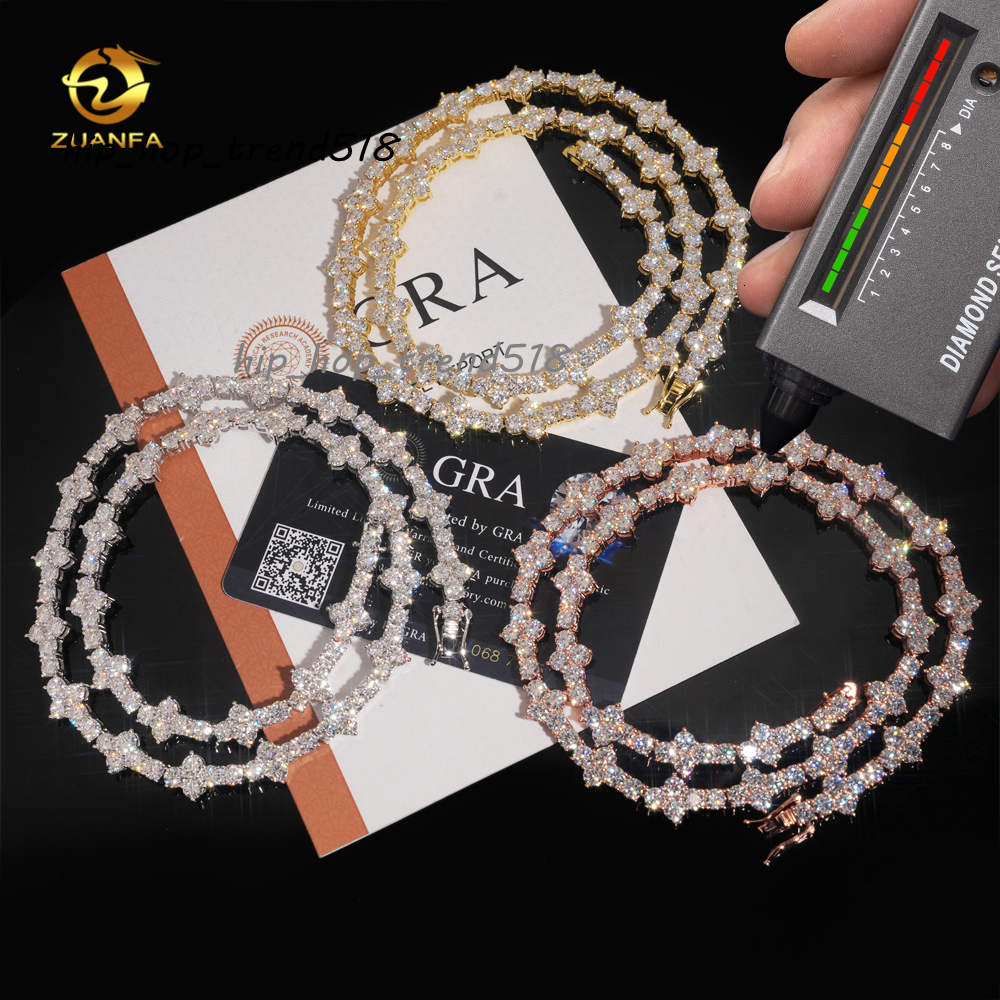 3mm 4mm Mini Cross Hip Hop Jewelry Moissanite Tennis Chain Bracelet 925 Silver Iced Out Tennis Chain Necklace for Men and Women