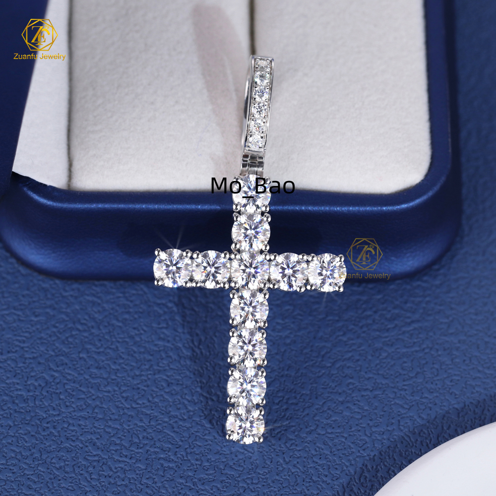 Wholesale Price Silver 925 Iced Out Hip Hop Jewelry Men Women Moissanite Diamond Cross Pendant Custom 5mm 65mm 7mm 8mm 9mm