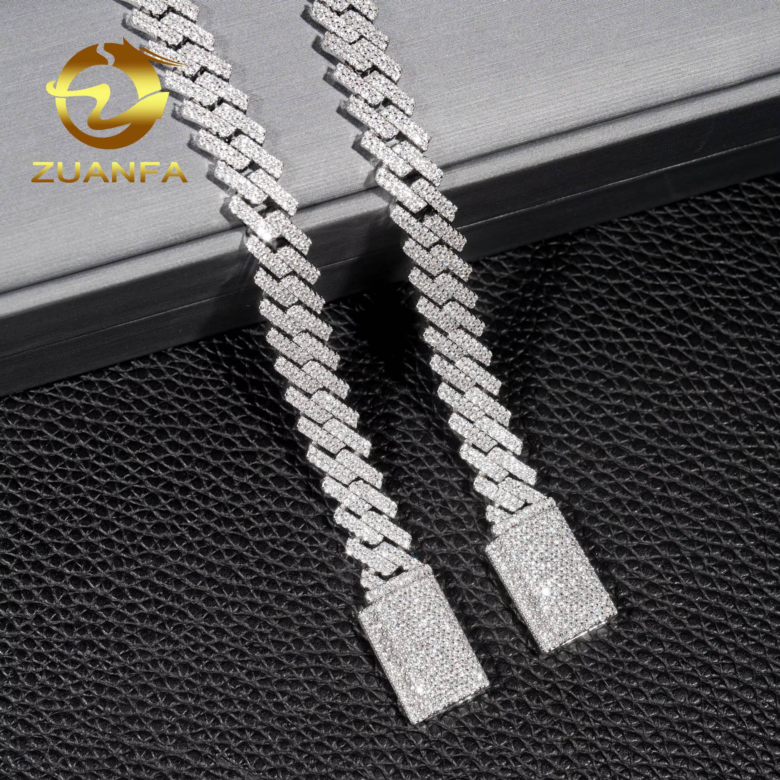 Ready to Ship S925 Silver VVS Moissanite Cuban Link Chain Hip Hop Fine Jewelry Iced Out 10mm Cuban Chain Necklace