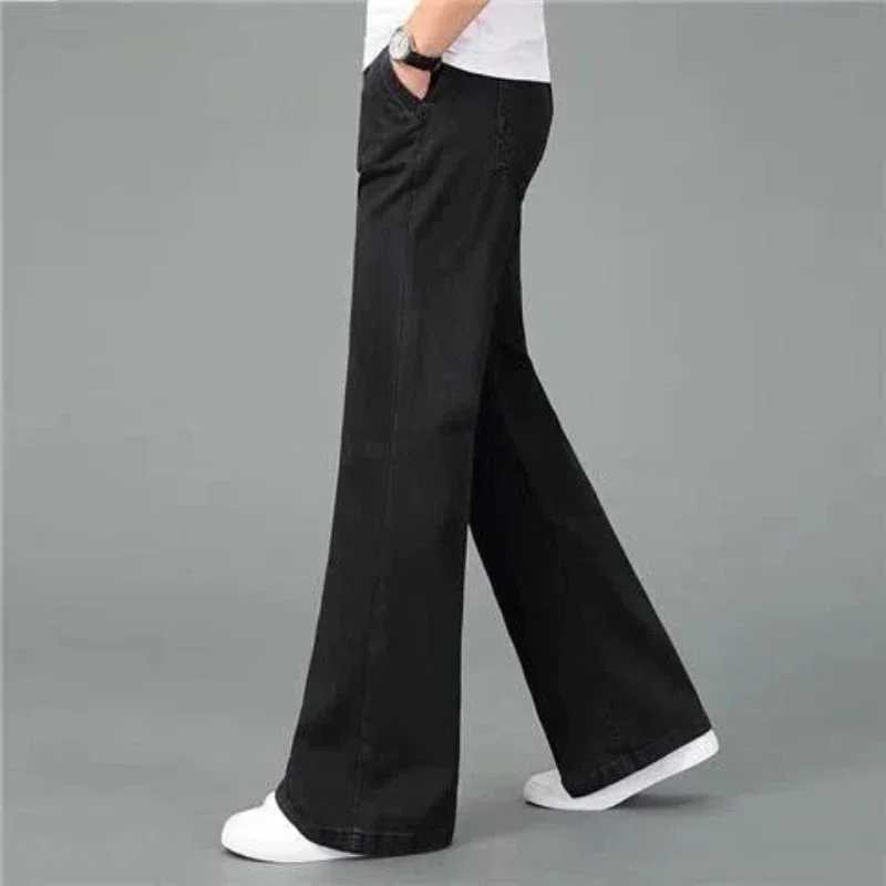 Spring Autumn 90s Streetwear Jeans Elastic Vintage Disco Men Clothing Loose Fashion Allmatch Washed Straight Flare Cowboy Pants W250905