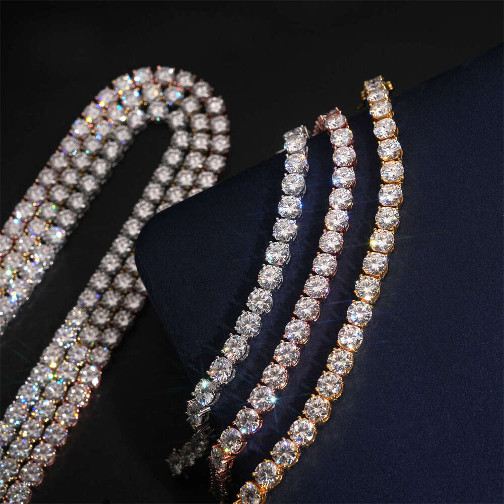 USA Stock Fast Shipping 6.5mm Dia Necklace Solid Sier Iced Out Moissanite Hip Hop Tennis Chain