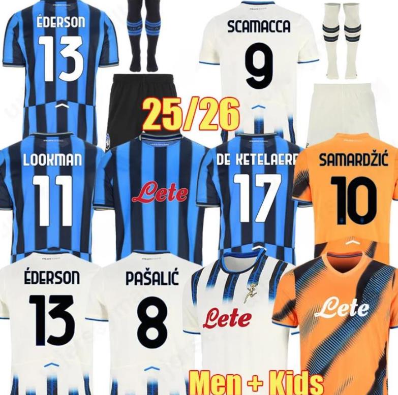 25 26 Atalanta FC Soccer Jerseys LOOKMAN MURIEL ILICIC DE ROON DUVAN ATA BC maglia da calcio 2025 2026 men Fans LOOKMAN 2025 KIDS football