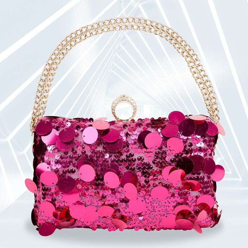 Bags New Sequin Evening Handbag Pearl Chain Women's High-Grade Sense Dress Bag Large Capacity Clutch