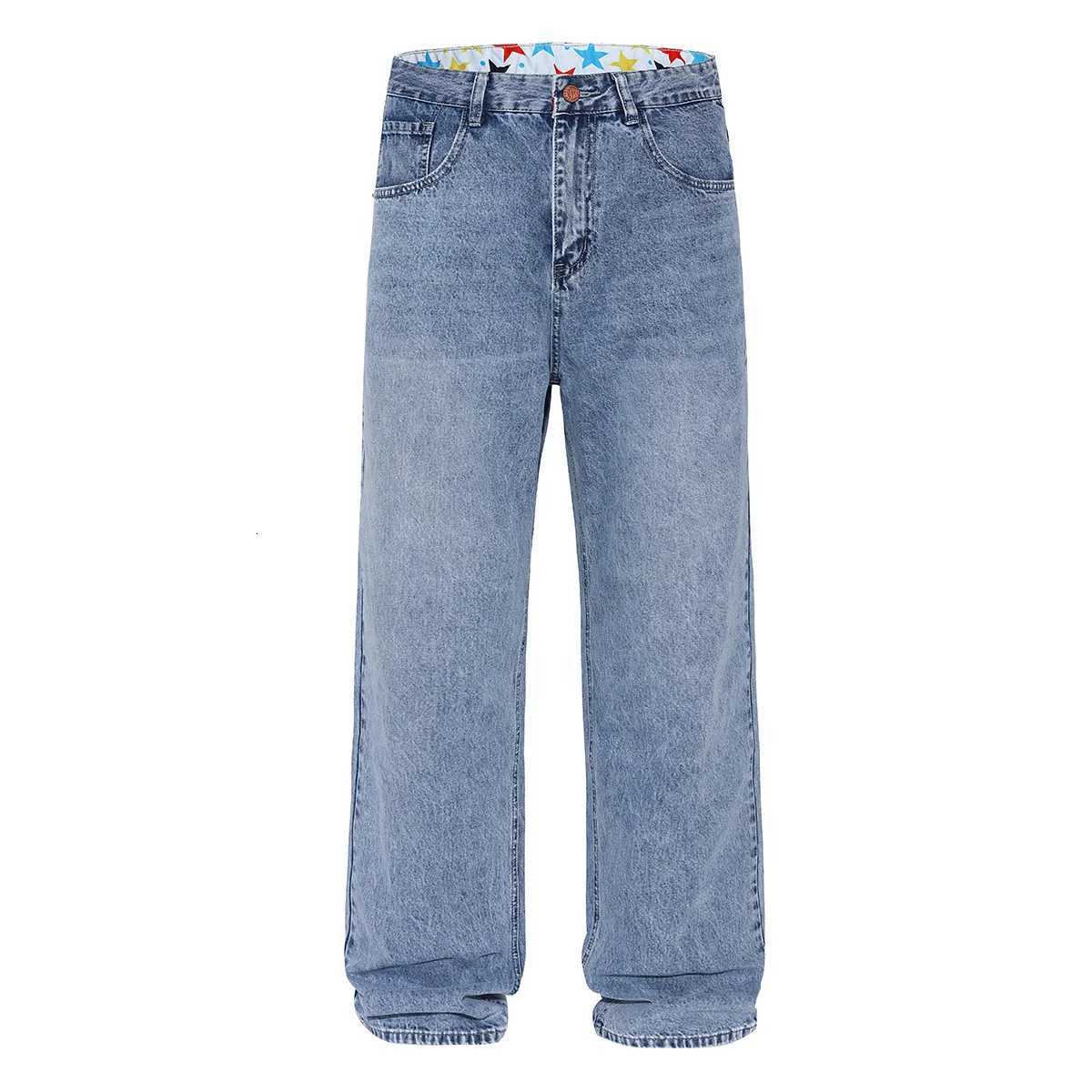 Mens Loose Fit Denim Jeans Vintage Light Blue Wash Comfortable Casual Pants for Everyday Wear Trendy and Stylish W250905