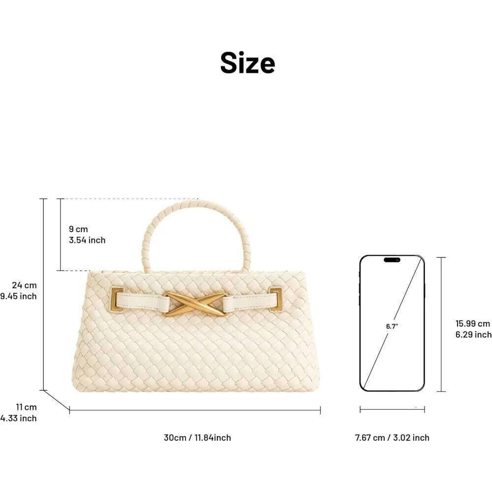 JW PEI Women's Elora Woven Tote Bag, Shoulder Crossbody Bags Autumn Casual Spacious Commuting Handbag Designer