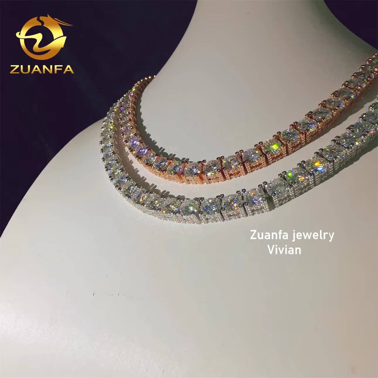 VVS Moissanite Diamond 925 Sterling Silver Pass Lab Grown Diamond Hip Hop Jewelry Moissanite Tennis Chain Tennis Chain Necklace