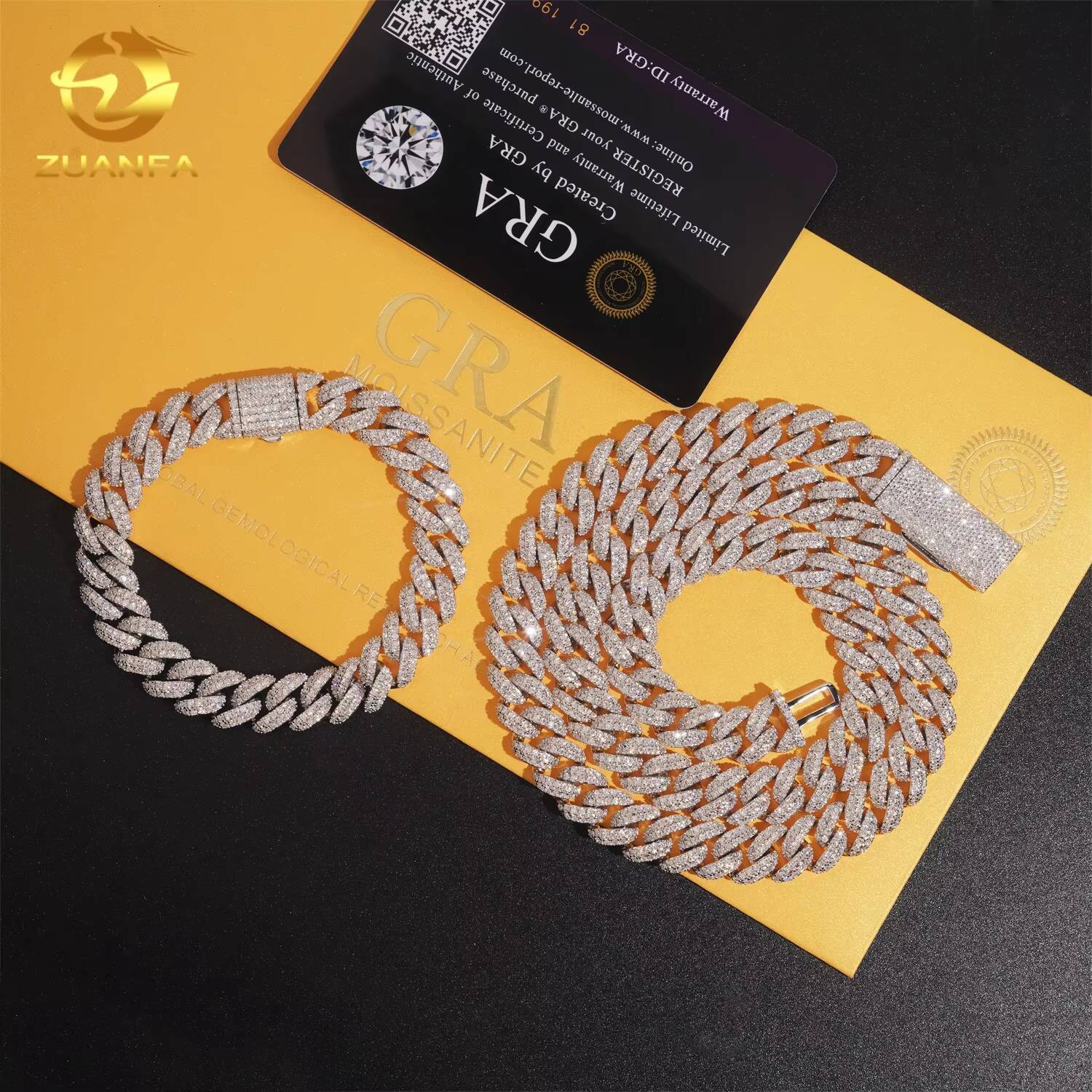 10mm Classic Moissanite Cuban Chain Instock Iced Out Hip Hop Jewelry 925 Silver Pass Diamond Test Miami Cuban Link Chain