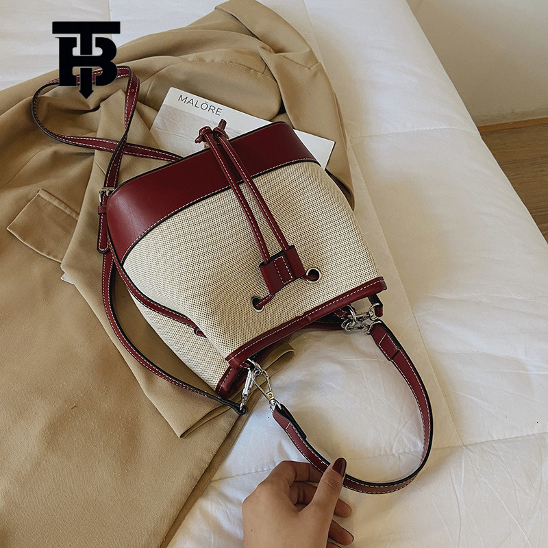 TB BHULAMTE Designer Bag Women's Bags 2025 Autumn New European And Luxury Bag American Fashion Bags Crossbody Bags Drawstring Patchwork Canvas Ha