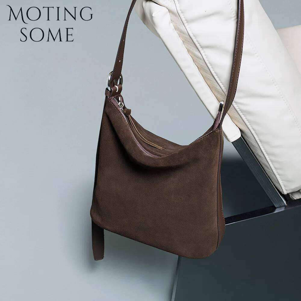 Motingsome Suede Genuine Grade Shoulder Bag Woman Messenger 2025 Crossbody Bags Large Capacity Bucket Winter Tote