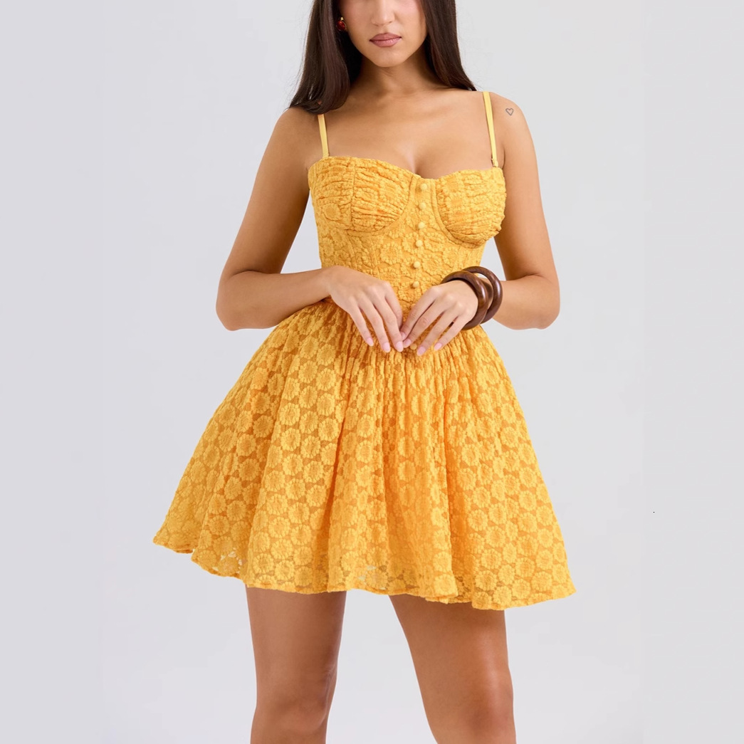 Sexy Lace Jacquard Dress Pure Desire Backless Aline Puffy Short Princess Dress