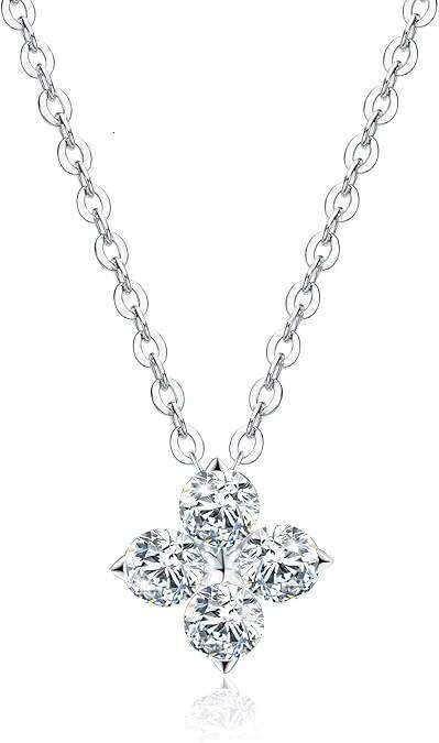Style 4mm 1.2CTW Ins Moissanite Pendant Sterling Sier Necklace Fashion Jewelry for Women's Engagement Party