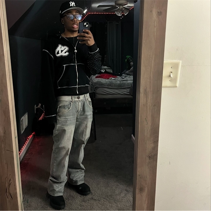 American Fashion y Personality Flash Diamond Oversize Zipper Hoodie Men Y2K Harajuku Gothic Casual Joker Sweatshirt 250904