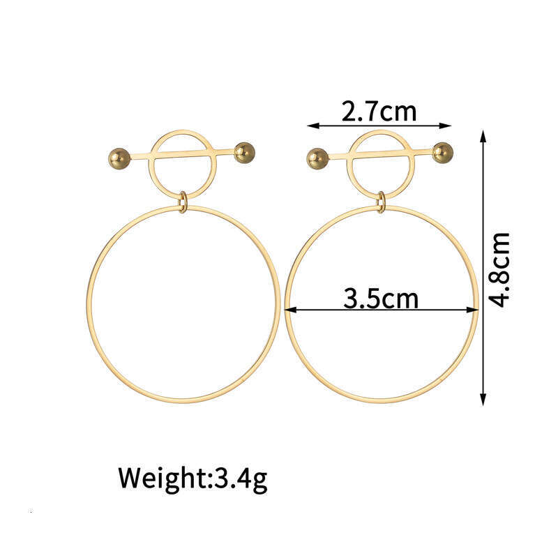 Fashion Simple for Women INS Niche Design Stainless Steel Gold Hoop Earrings