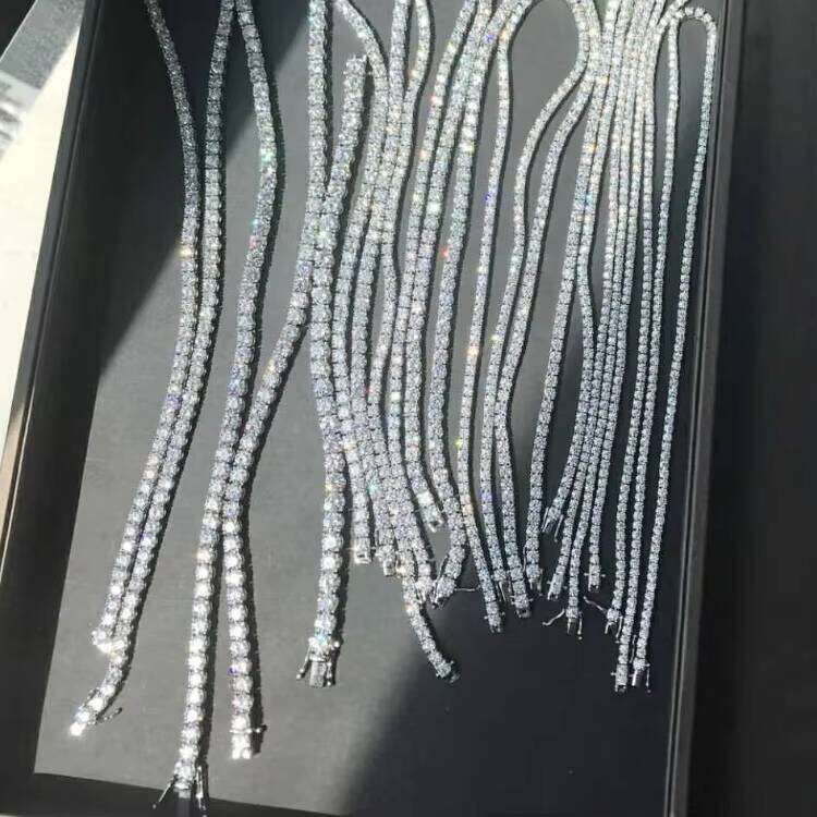 MON 01 Cheapest Price Hip Hop Sterling Sier Iced Out 2mm 3mm 4mm Moissanite Tennis Chain Necklace