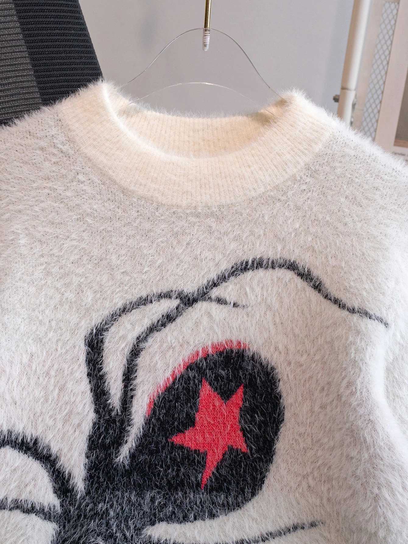 street style five pointed star spider imitation mink fur sweater knitted pullover suitable for Halloween in spring autumn Z250905