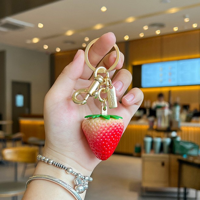 Women's Bag Accessories Strawberry Fruit Car Key Pendant Car Keychains Cartoon Keychain Creative Internet Celebrity Bear Pendant Female Exquisite