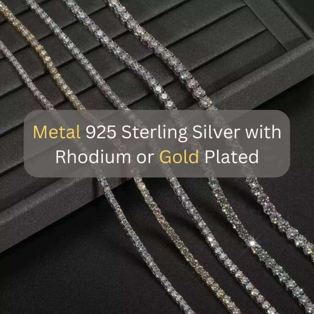 2mm 3mm 4mm 5mm Tennis Necklace Sier VVS Iced Out Hiphop Bling Moissanite Chain