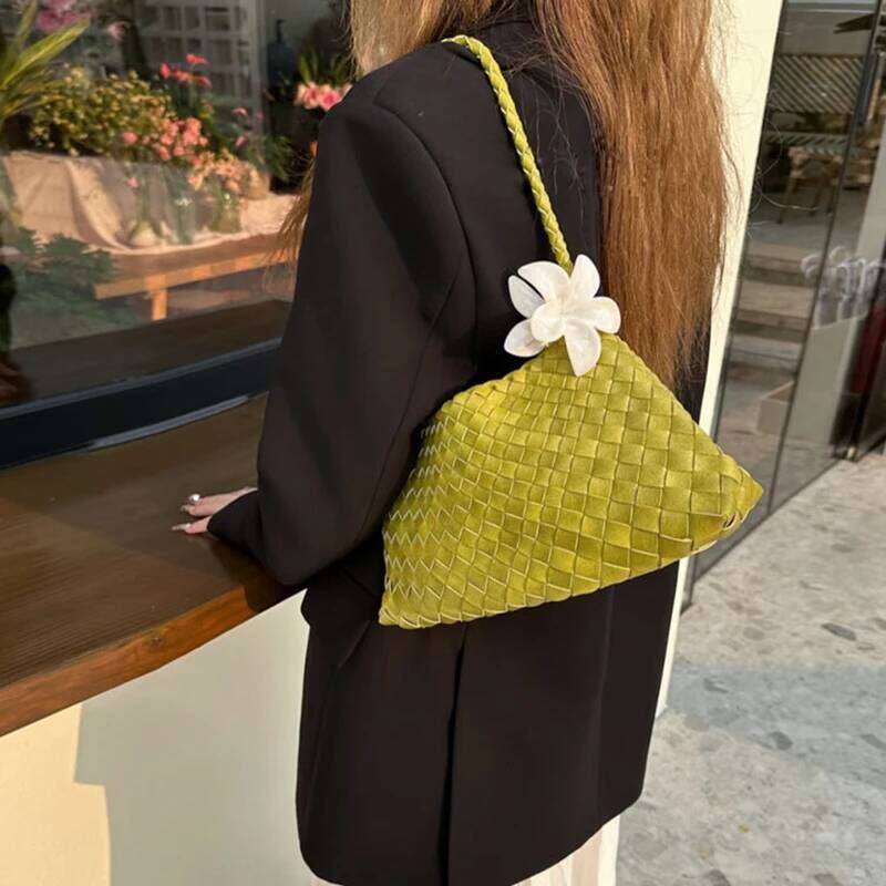 PU Hand-Woven women's Bag, Vegetable Basket Sailboat Bucket bag, Casual Vacation Handbag Shoulder Bag