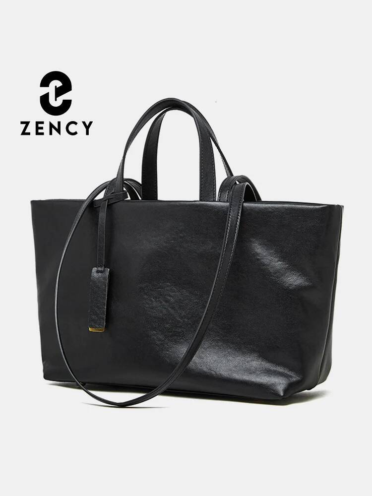 Zency Genuine Leather Women's Single Shoulder Soft Capacity Tote Large Bag 005