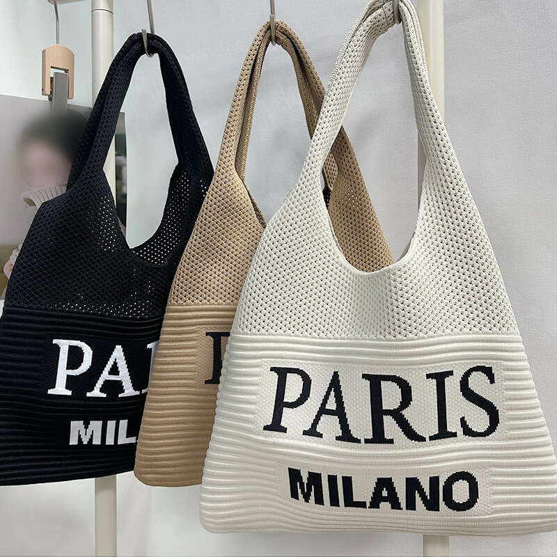 2025 New Letter Large Capacity Knitted Shoulder Casual Exquisite Handbag Versatile Commuter Tote Bag