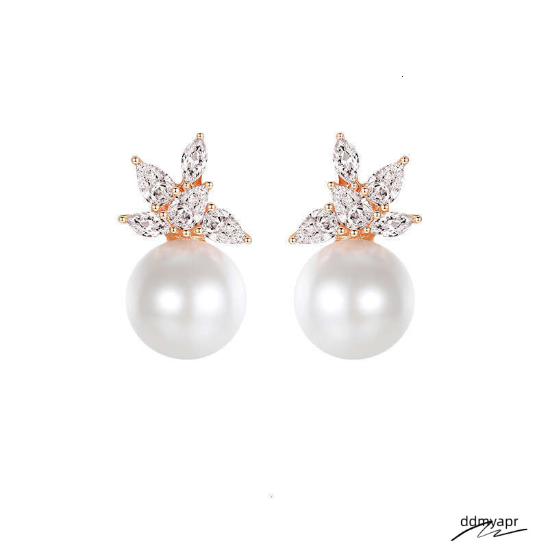 Ferris ddmyday Wheel Leaf Pearl For Women Versatile Pure Sier High-End Niche Design Earrings ddmyday ddmyday ddmyday ddmyday