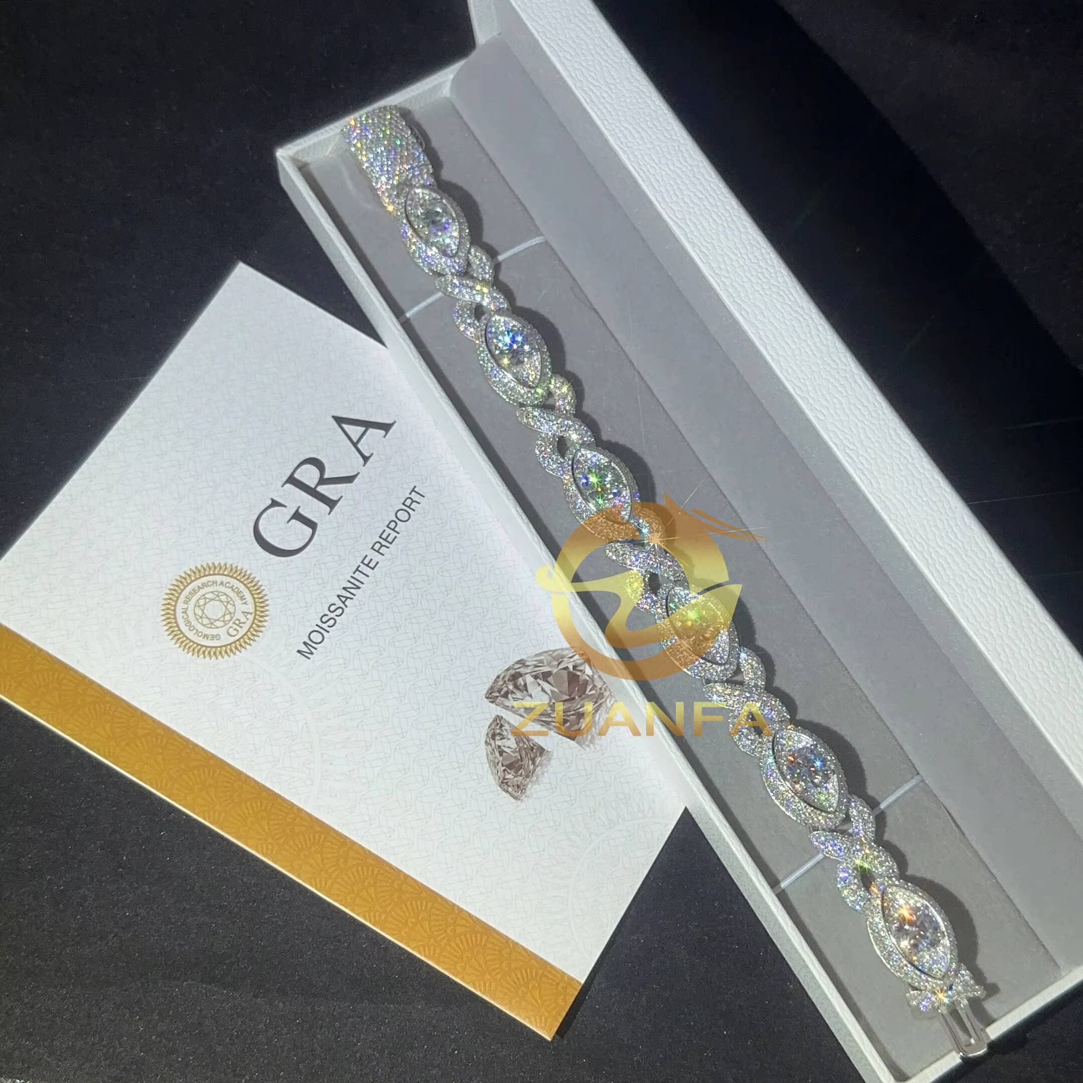 New Design 925 Sterling Silver 13mm Buss Down Evil Eyes VVS Moissanite Bracelet Men High Quality Hip Hop Cuban Bracelet