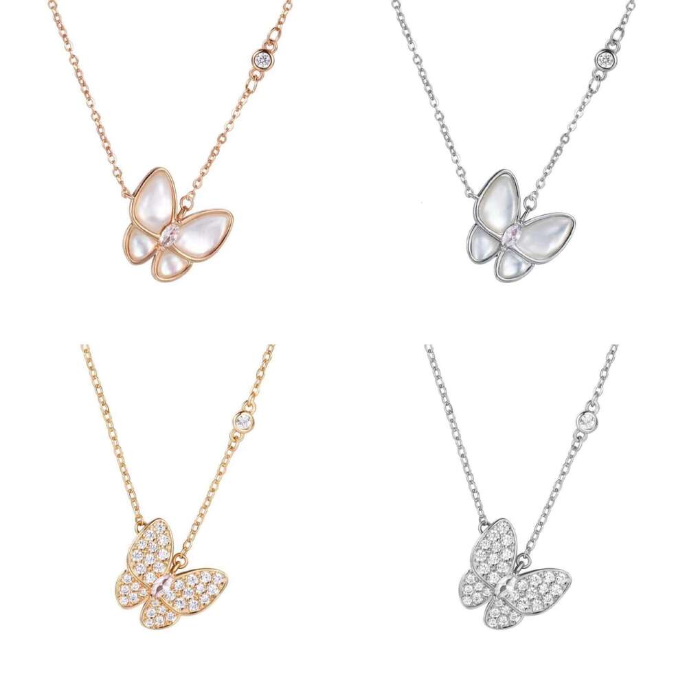 Seiko White Mother-of-Pearl Necklace for Women, Ins Style, Light , Fashionable, Elegant, High-End Feel, Full Dia Butterfly Collarbone Chain