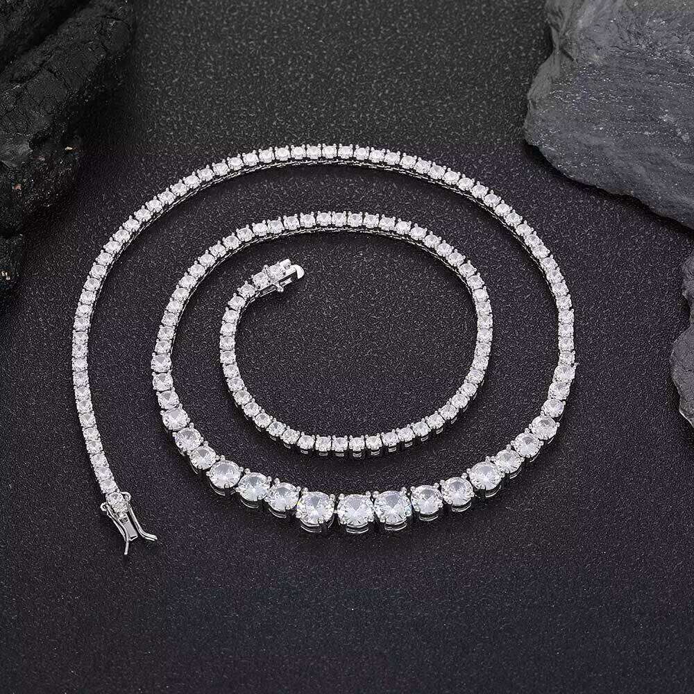 Cuba Chain VVS Moissanite Tennis Necklace & Bracelet Sterling Sier Elegant and Luxurious Jewelry Set