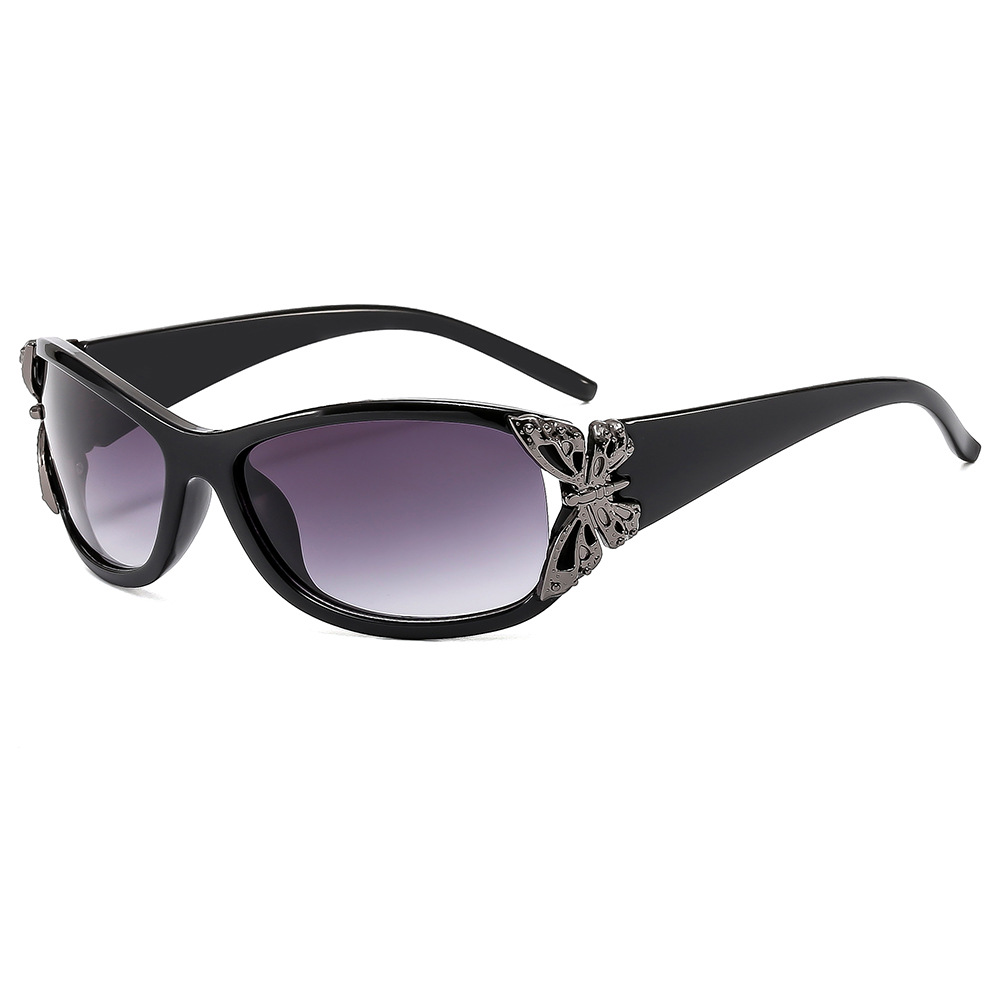 2025 New Wrap around Rectangular Stylish Sunglasses Unique Butterfly inspired Shades for Women a Versatile and Popular Choice