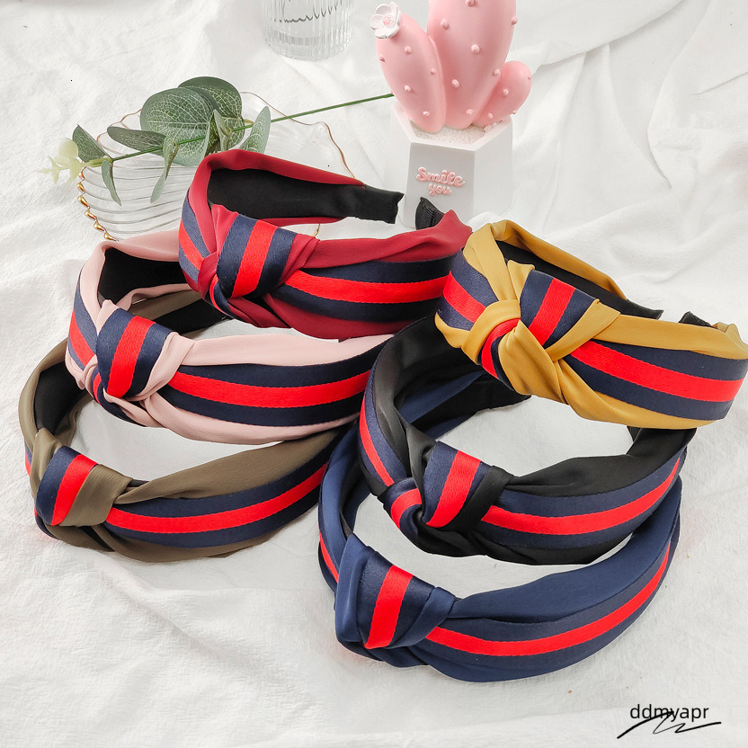 Striped Ribbon Knotted Women's Outdoor Accessory Clip Wide Cross Headband ddmyday Hair Ornament