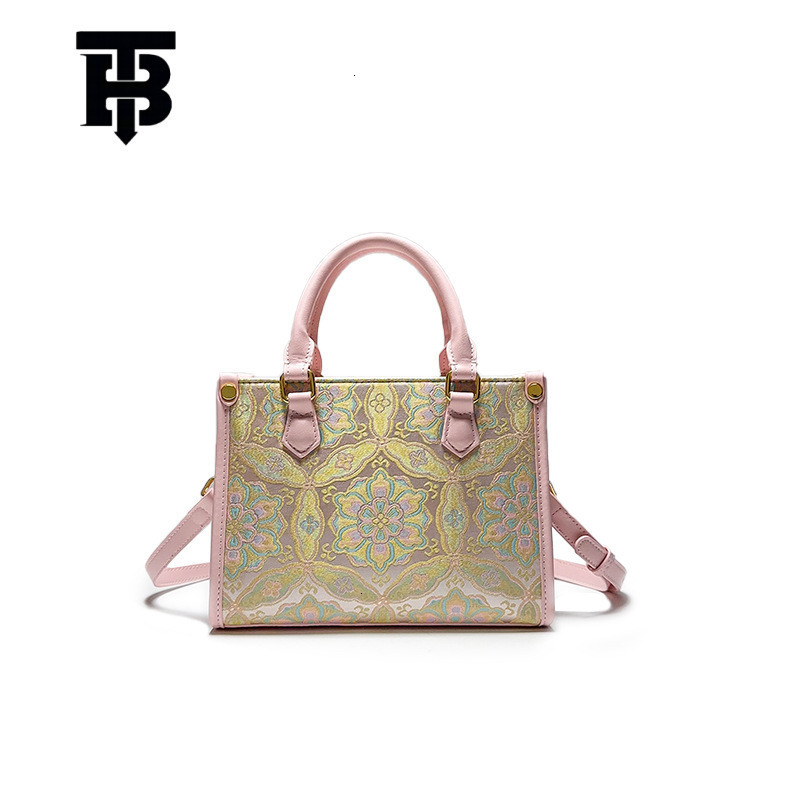 Luxury Bag TB BHULAMTE Designer Bag New Chinese Style Handbag For Women 2025 Spring Summer New Song Brocade Pattern Pink Design Tote Bag