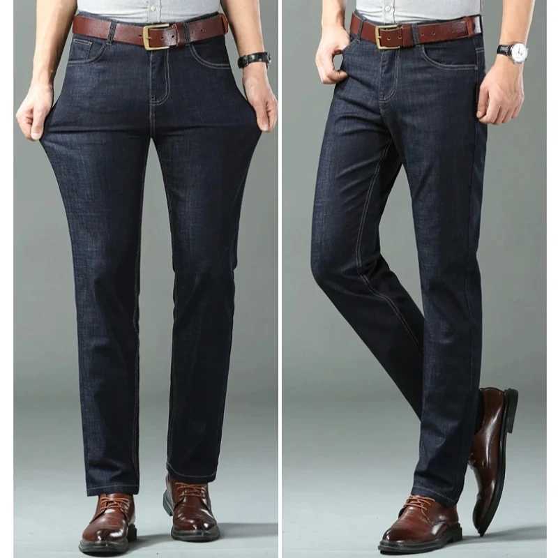 Classic Style Men Brand Jeans Business Casual Stretch Slim Denim Pants Light Blue Black Trousers Male Jeans Male Trousers W250905