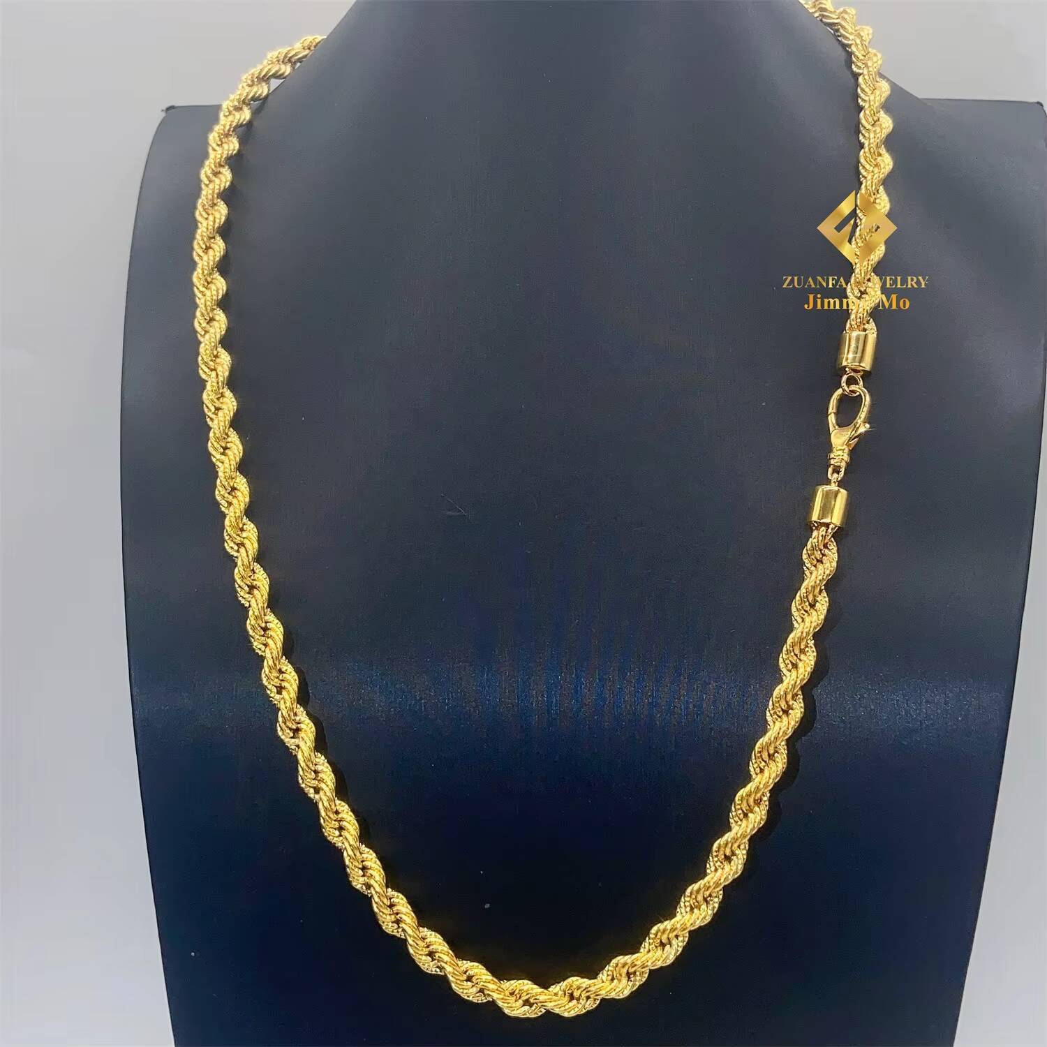 Fashion Man Jewelry 6mm Au750 18k Real Gold Solid Gold Yellow Gold Iced Out Hip Hop Jewelry Man Rope Chain Plain Chain