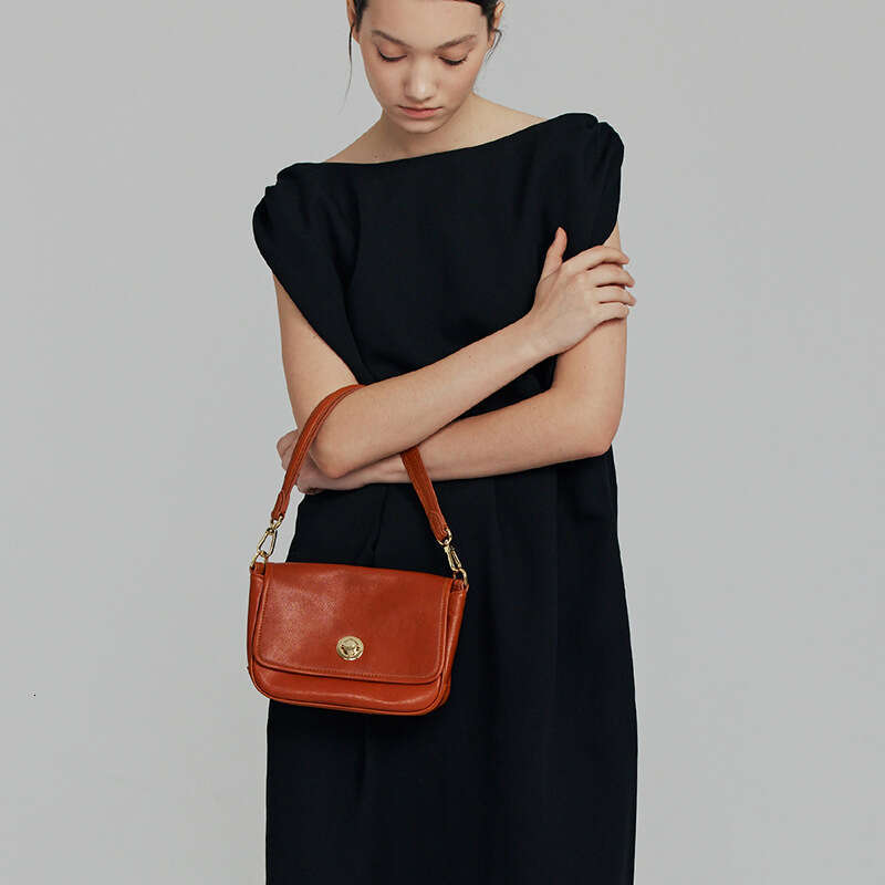 2025 Spring Summer New Vegetable Tanned Underarm Niche Design Small Square Single Shoulder Crossbody Genuine Leather Women's Bag