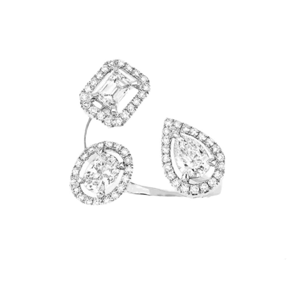 Open Ring for Women, Messi Card, Water Drop, Sugar Cube, Three Diamonds, Irregular, Light Luxury, Simple, Elegant, Unique Design