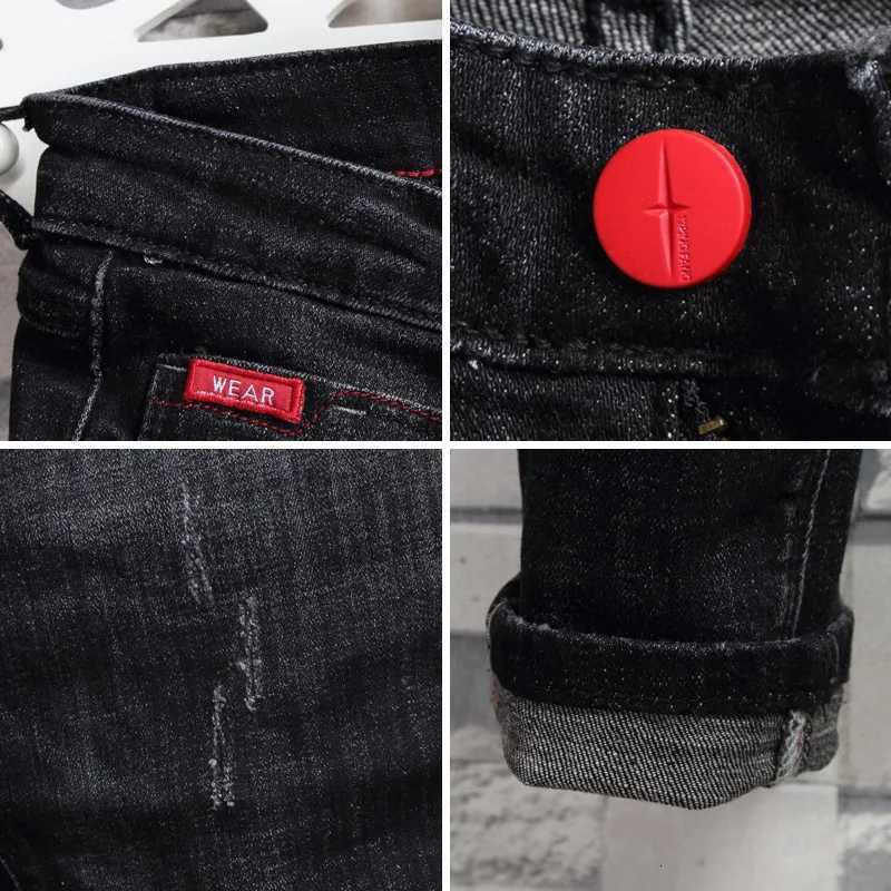 Autumn Winter 2022 Fashion Casual Student Korean Mens Solid Color Trousers Guy Casual Jeans Elastic Skinny Long Pencil Pants W250905