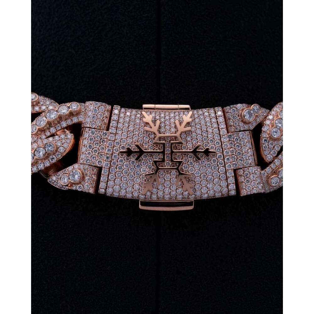 9K-14K Gold CVD Lab Dia Double Row Cuban Chain for Men Hip Hop with IGI 30% Deposit