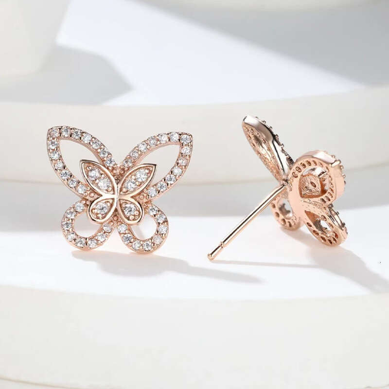 DH collections: New S925 Silver Fashionable Butterfly Full - diamond Stud Earrings for Women