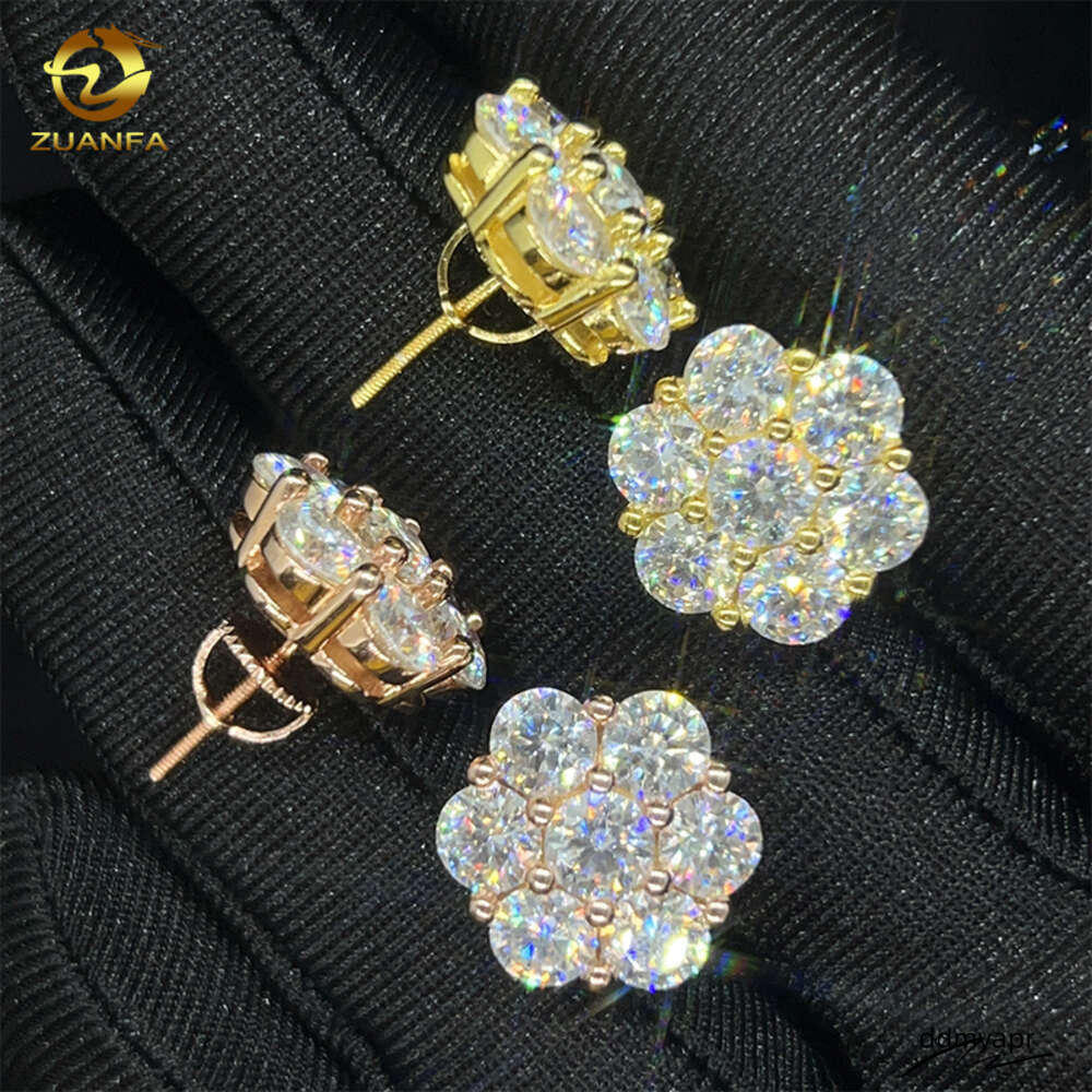Hot Sale Dropshipping Fashion Jewelry Earrings Gold Plated Sier Vvs-Fl GRA Ddmydec Iced Out Screw Back Moissanite Stud Earring Ddmydec Ddmydec Ddmydec