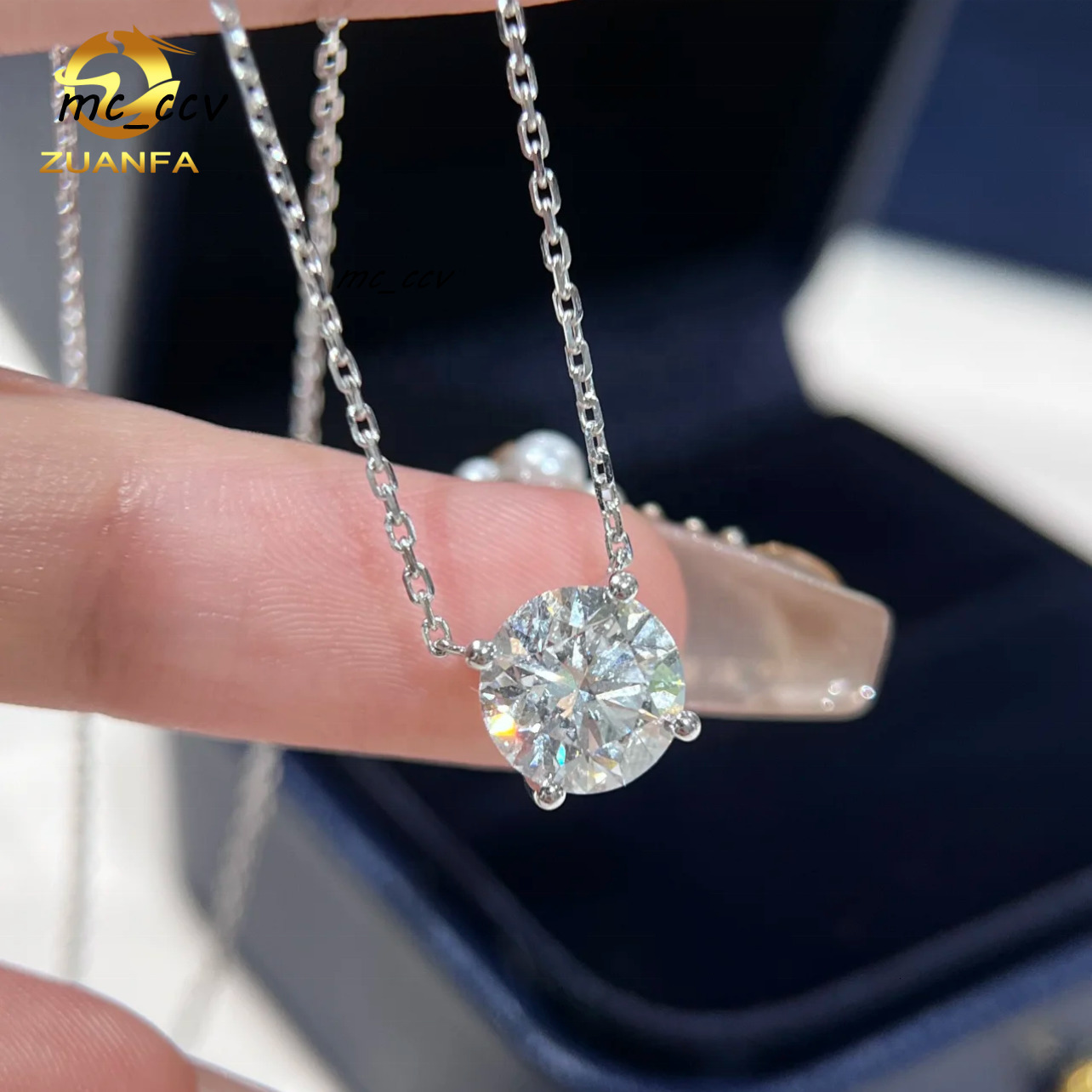 Women Classic Diamond Necklace 14K White Gold IGI Report Lab Diamond 1CT CVD Solitaire Necklace