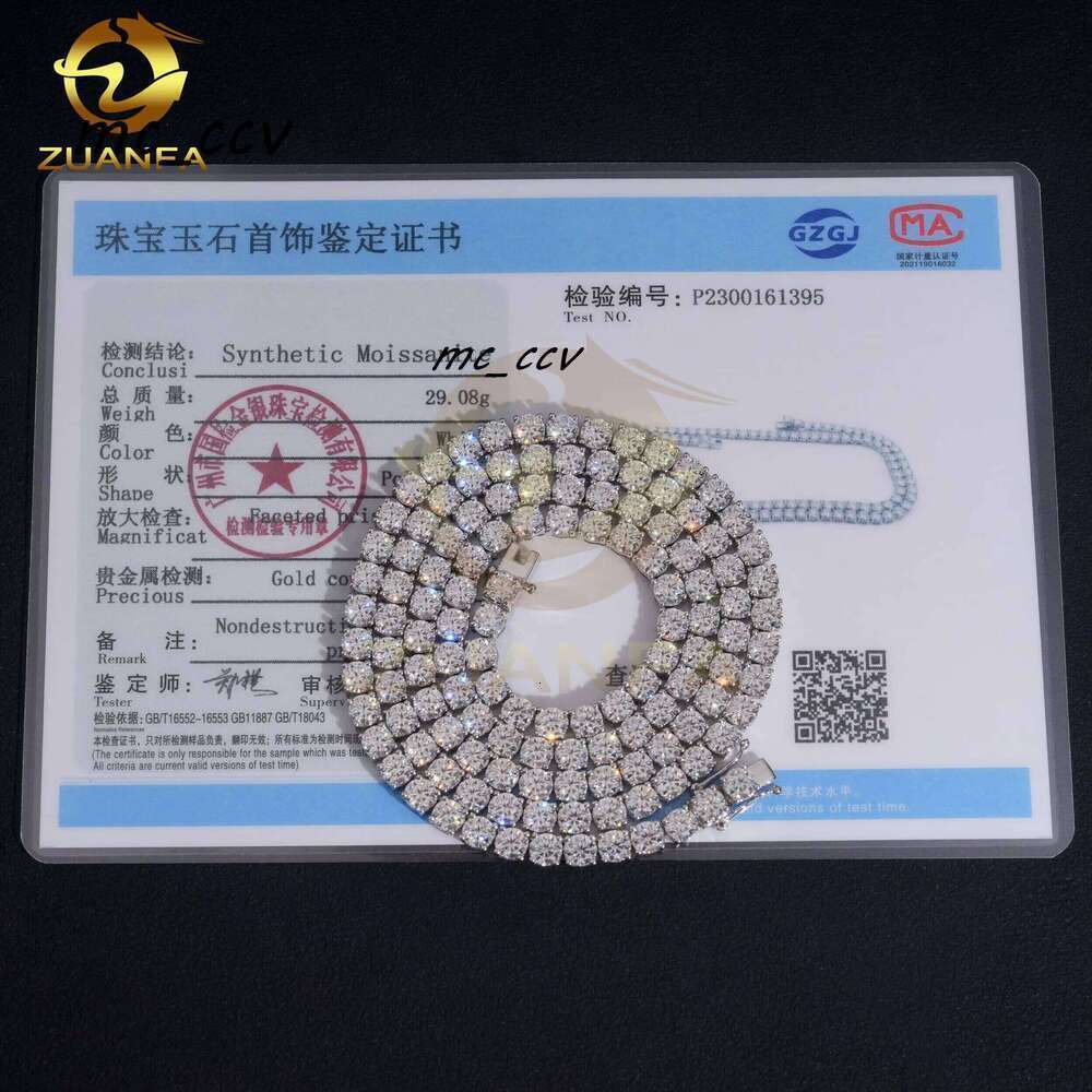 48Hour Shipping 10K 4Mm Hiphop Jewelry VVS Silicon Stone Tennis Chain Necklace