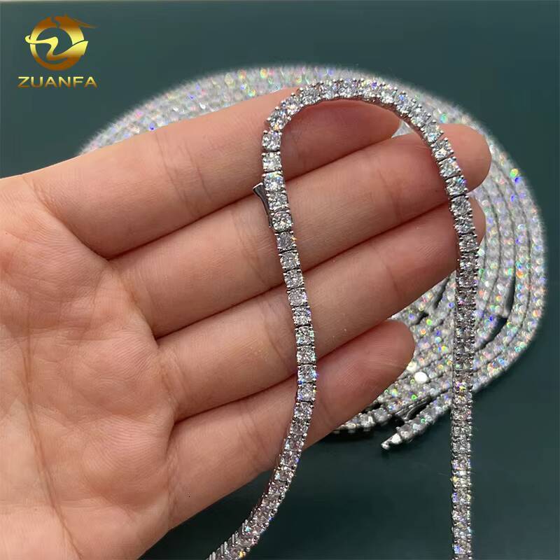 Wholesale Moissanite Tennis Chain Hip Hop Bling Jewelry 18K Gold Plated Cubic Moissanite Shining Diamonds Tennis Chain Necklace bracelets