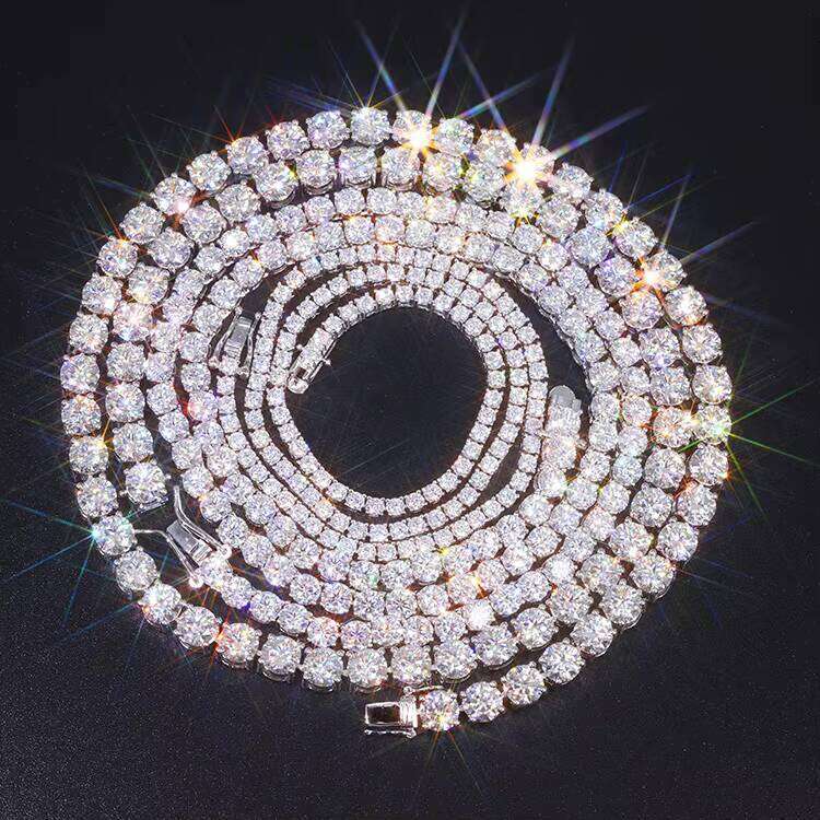 Factory Price Sier with Gold Plated VVS D Color Moissanite Dia Tennis Chain for Hip Hop Jewelry
